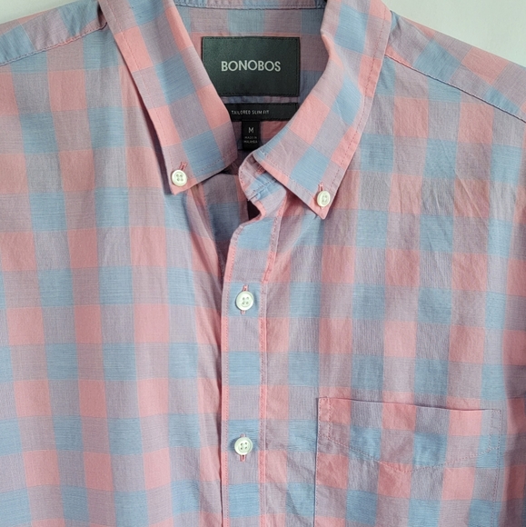 BONOBOS Pink Canyon Gingham lightweight button down shirt ling sleeve - Picture 6 of 11